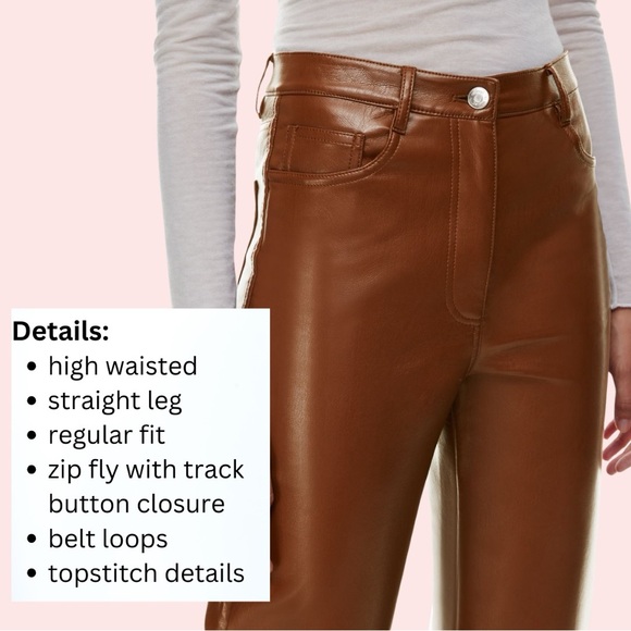 WILFRED ARITZIA sz.4 vegan leather Melina™️ high-rise women’s pant in cognac - Picture 2 of 10